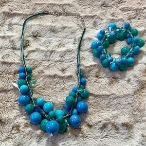 NWT Set of 2 Blue Baubles Bracelet and Necklace